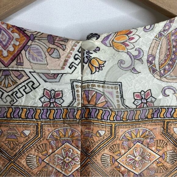 Anthropologie Flora Silk Blouse Balloon Sleeve XS Egyptian Boho Pattern - Picture 13 of 15